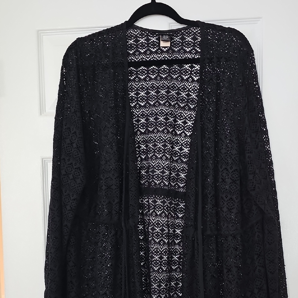 Torrid Black Swim Coverup with Lace Design